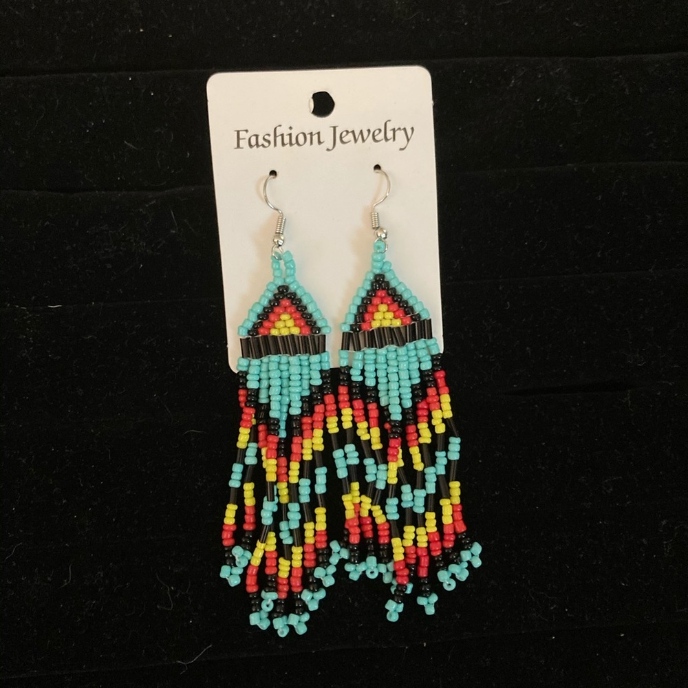 Fashion Colorful Seed Beads Tassel Drop Earrings